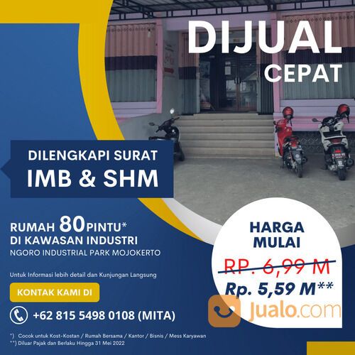 KOS-KOSAN/RUMAH 80 PINTU DI KAWASAN INDUSTRI NGORO INDUSTRIAL PARK MOJOKERTO