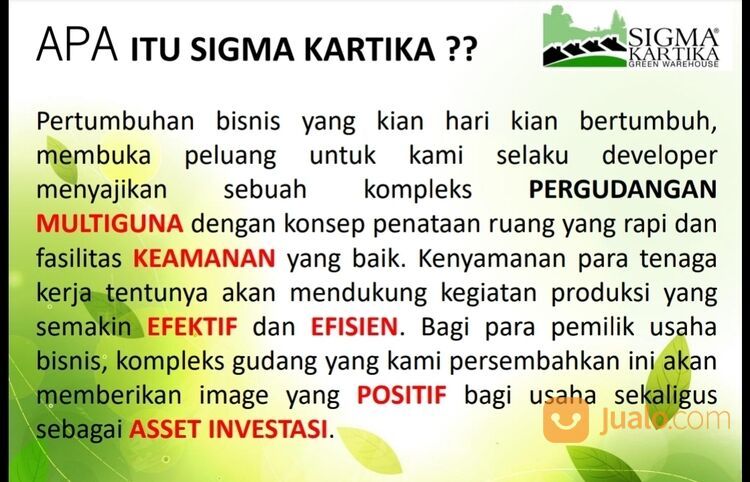 Pergudangan Sigma Kartika green warehouse gunung sindur serpong
