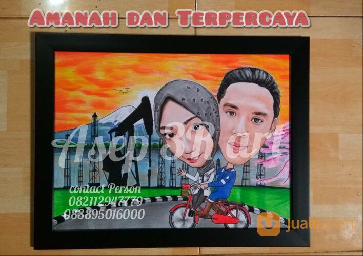 jasa buat gambar lukisan karikatur handmade hasil mirip