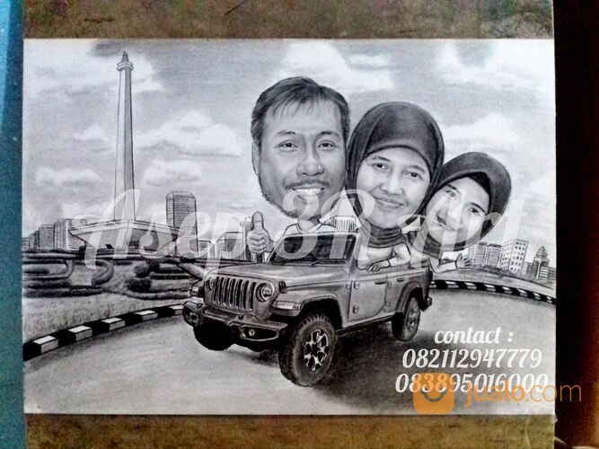 jasa buat gambar lukisan karikatur handmade hasil mirip