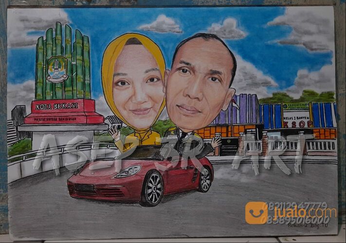 jasa buat gambar lukisan karikatur handmade hasil mirip