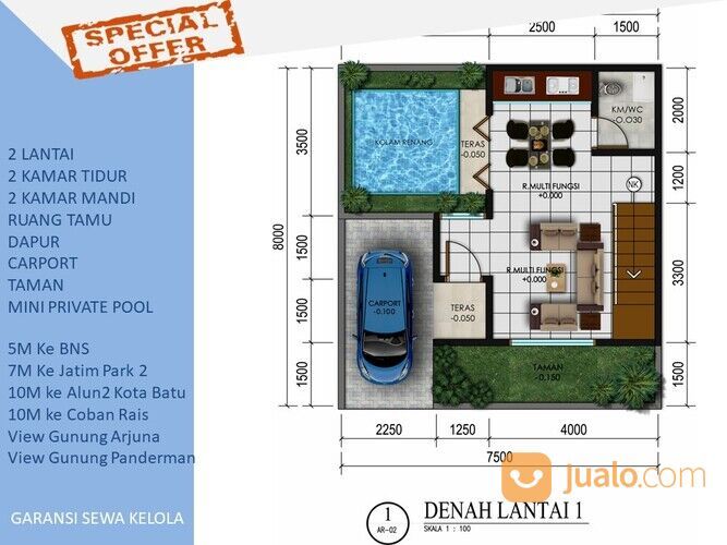 Villa Batu KPR Angsuran 4 Juta Per Bulan ada Kola Renang