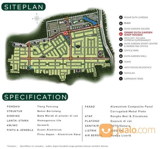 Ruko Grand Duta Garden Dekat Tol Bandara Soekarno-Hatta