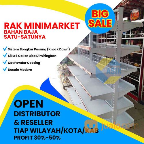 peralatan toko, minimarket rak toko rak gondola 4 susun