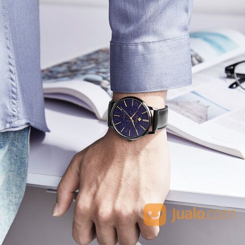 Jam Tangan Pria WWOOR 8853 Unisex Strap Kulit Tahan Air Kaca Hardlex Gaya Kasual Terbaru Original