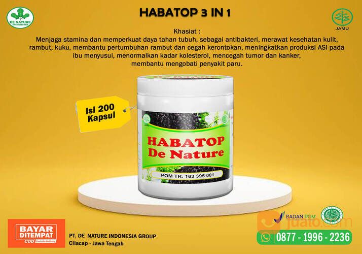 Kapsul Herbal Alami Habatop 3 in 1 Denature Penambah dan Penguat Imun Tubuh dan Anti Bakteri