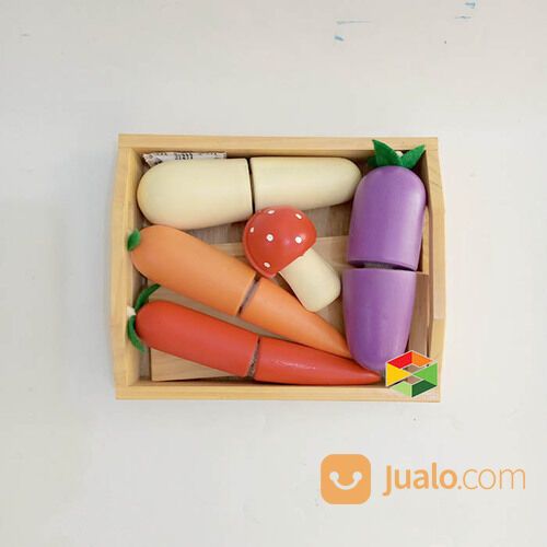 Mainan Peraga Edukasi Potong Buah Sayur Seafood Kayu Anak