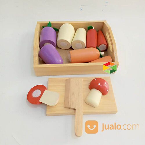 Mainan Peraga Edukasi Potong Buah Sayur Seafood Kayu Anak