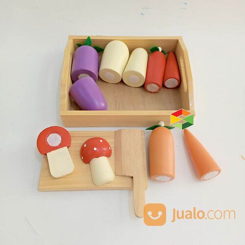 Mainan Peraga Edukasi Potong Buah Sayur Seafood Kayu Anak
