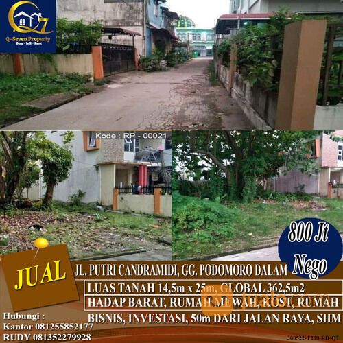 Tanah Strategis Jl. Putri Candramidi, Gg. Podomoro Dalam, Pontianak