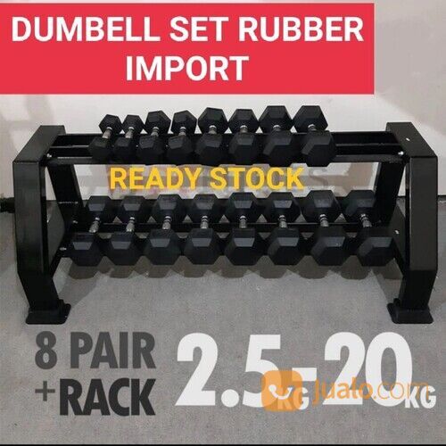 dumbbel set hexa satu set Plus Rak