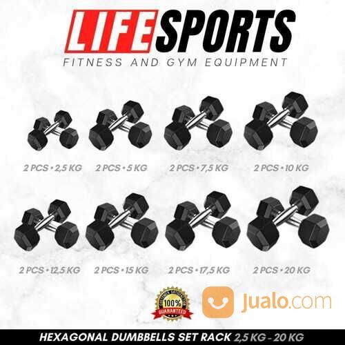 dumbbel set hexa satu set Plus Rak