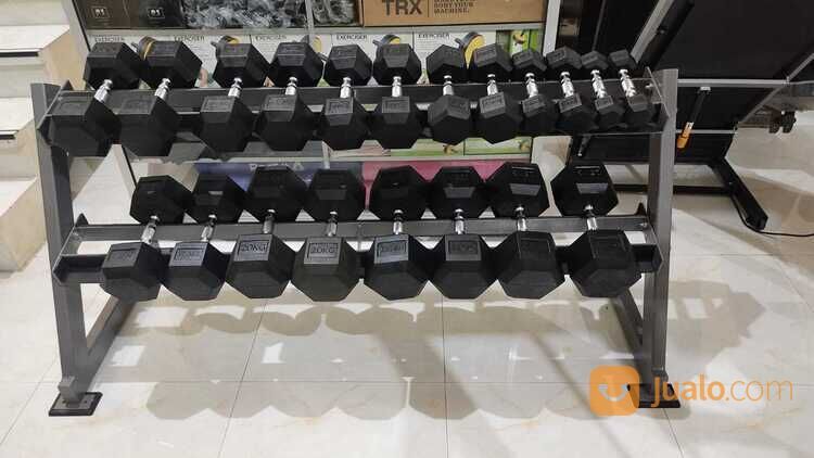 dumbbel set hexa satu set Plus Rak