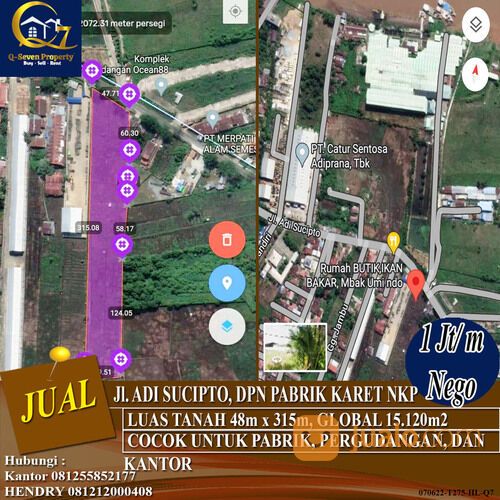 Tanah Luas Jl. Adi Sucipto, Pontianak, Kalimantan Barat