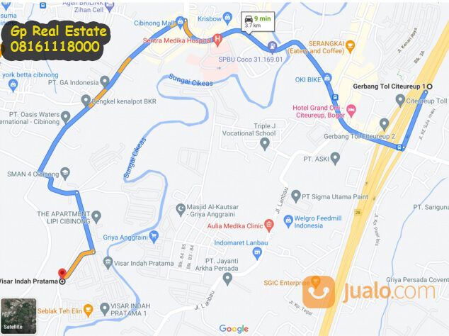 Tanah LT 10.875 m2 di Cibinong samping Perum Visar Indah Pratama Bogor Jawa Barat Strategis