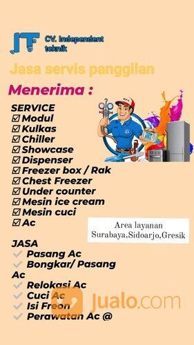 servis kulkas chiller showcase dispenser bongkar/pasang ac mesin cuci isi freon asemrowo