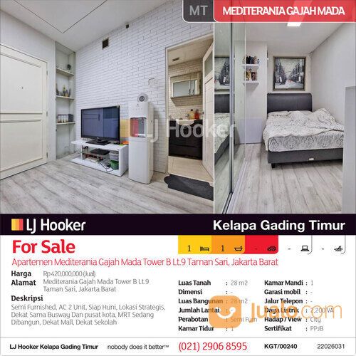 Apartemen Mediterania Gajah Mada Tower B Lt.9 Taman Sari, Jakarta Barat