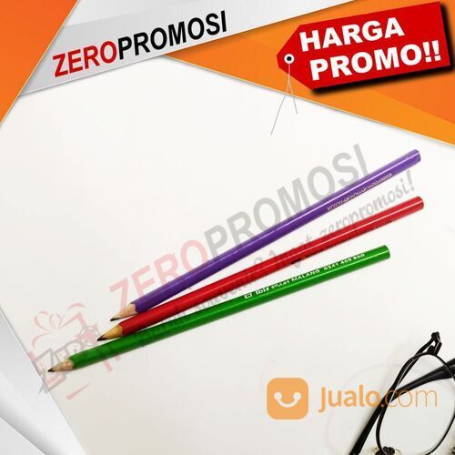 Souvenir Pensil Segitiga Bahan Kayu Jabon Warna Cetak Logo
