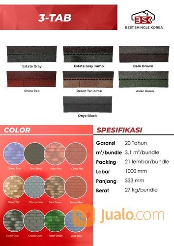 Atap Genteng Bitumen BSK Best Korean Shingle