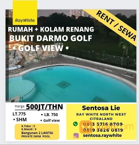 Rumah Bukit Darmo Golf Surabaya plus Kolam Renang + GOLF view Dekat Graha Famili , Pakuwon Mall