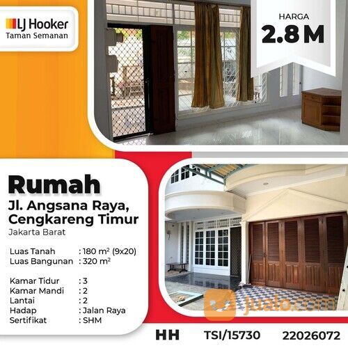 (TSI/15730) Rumah Jl. Angsana Raya, Cengkareng Timur, Jakarta Barat, 9x20 m², 2 Lt, SHM
