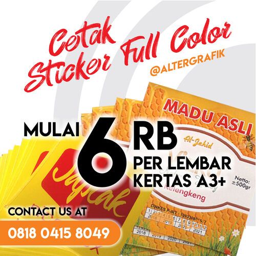 Print Sticker Label Full Color Mulai 6rb/lembar A3