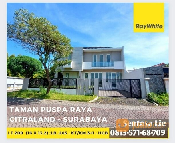 Rumah Taman Puspa Raya Citraland Surabaya - Baru 2 Lantai - Hook - Taman Asri + PAGAR