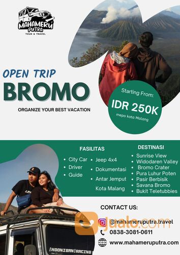 Paket Wisata Ke Gunung Bromo 1 Hari Free Dokumentasi Via jalur Malang