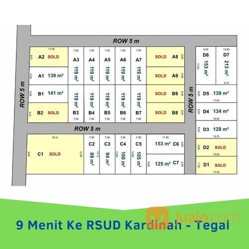 7 Menit Ke RS Kardinah, Tanah Kavling di Kaligayam Tegal