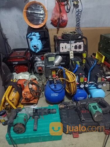 sewa. jack hammer/dril. vibrator. coring beton. pompa. stamper. genset. travo. blower
