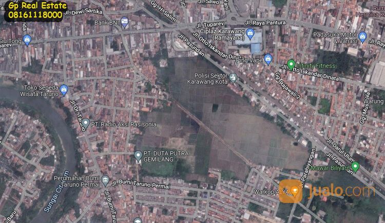 Tanah 3jt/m2 nego LT 155.605 m2 jl. Pasundan Karawang Barat Jawa barat