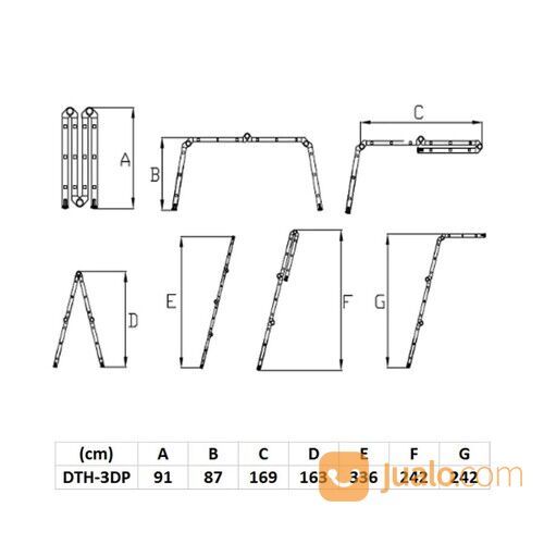 Fixsteps Tangga Lipat Aluminium Multifungsi 4x3 3.3 Mtr