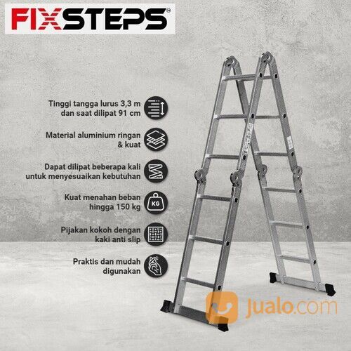 Fixsteps Tangga Lipat Aluminium Multifungsi 4x3 3.3 Mtr