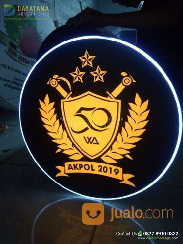 Neon Box Akrilik Bulat Minimalis Include Dudukan Besi