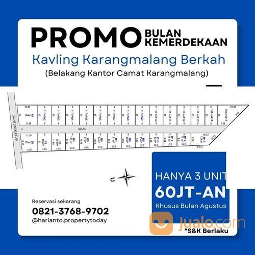 Tanah Kavling Karangmalang Sragen 60 jt-an