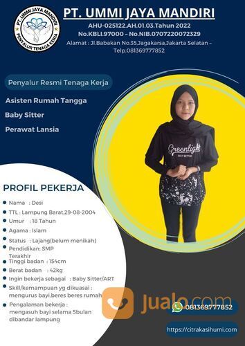 AGEN PENYALUR ART , BABYSITTER DAN PERAWAT LANSIA