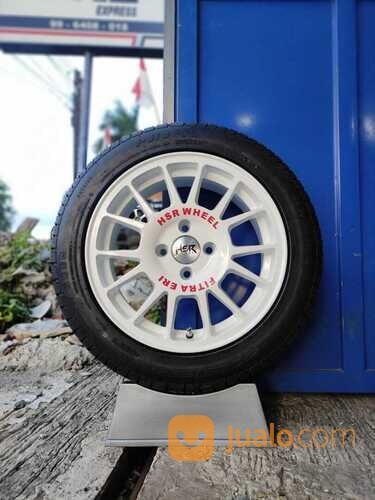 velg mobil ring 15 paket pelk ban mobil racing rims car roda mobil R15 Lebar 7 Hole 4 White Putih
