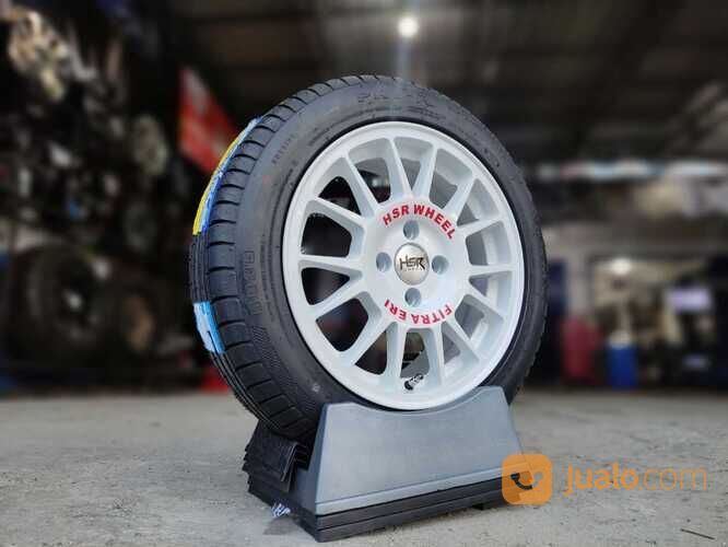 velg mobil ring 15 paket pelk ban mobil racing rims car roda mobil R15 Lebar 7 Hole 4 White Putih