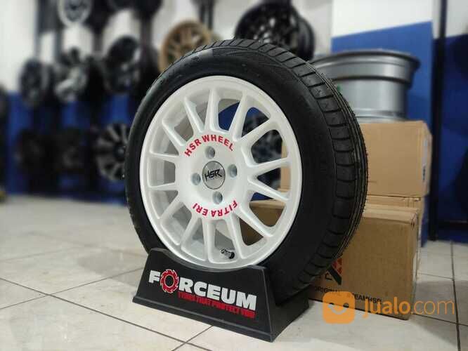 velg mobil ring 15 paket pelk ban mobil racing rims car roda mobil R15 Lebar 7 Hole 4 White Putih
