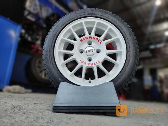 velg mobil ring 15 paket pelk ban mobil racing rims car roda mobil R15 Lebar 7 Hole 4 White Putih