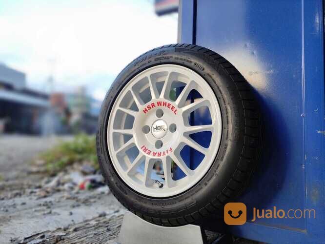 velg mobil ring 15 paket pelk ban mobil racing rims car roda mobil R15 Lebar 7 Hole 4 White Putih