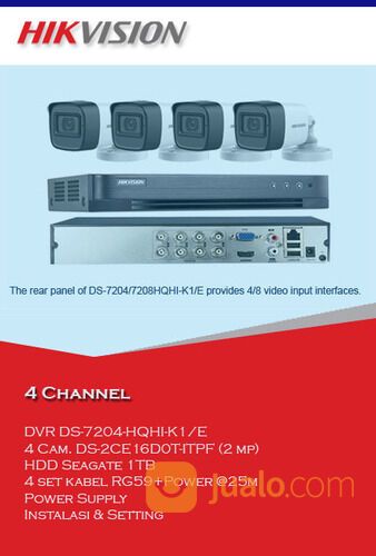 CCTV Hikvision 4 Camera 2mp