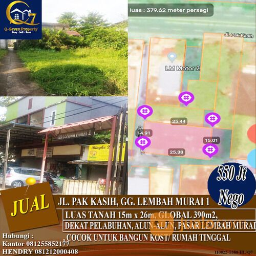 Tanah Murah Jl. Pak Kasih, Gg. Lembah Murai 1, Pontianak, Kalimantan Barat