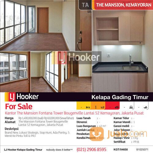 Kantor The Mansion Fontana Tower Bougenville Lantai 52 Kemayoran, Jakarta Pusat