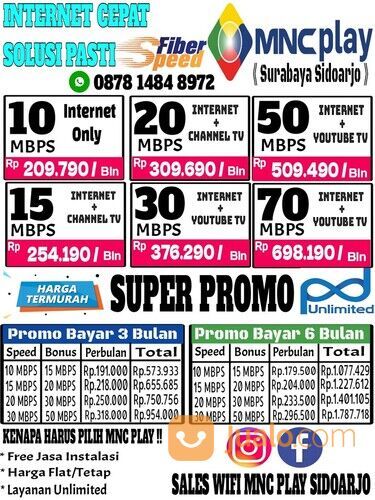 PROMO PASANG MNC PLAY WIFI INTERNET MURAH SIDOARJO SURABAYA