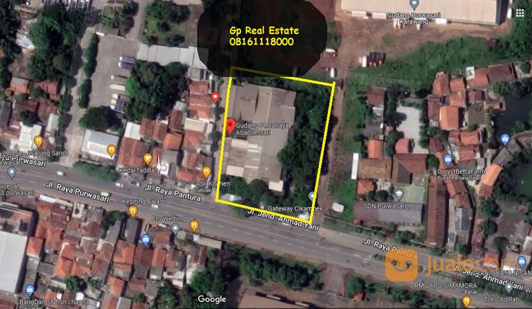 Gudang 2.340 m2 12.1 M nego di jalan Purwasari Cikampek Karawang