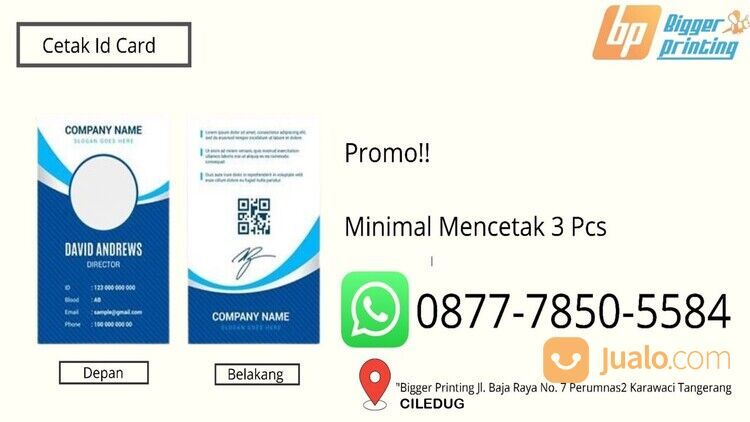 CETAK ID CARD, Wa./Call. 0877-7850-5584, Cetak Id Card Karyawan CILEDUG