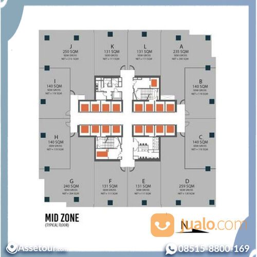 1 Lantai Perkantoran Pakuwon Tower di Kota Kasablanka, Jakarta Selatan