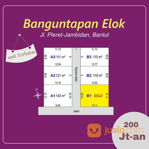 Tanah Banguntapan Murah, 200m dari Jl.Raya Pleret
