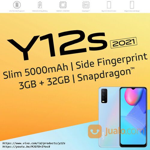 Vivo Y12s 2021 4G/LTE+Snapdragon+RAM 3GB+ROM 32GB+Terawat+Original